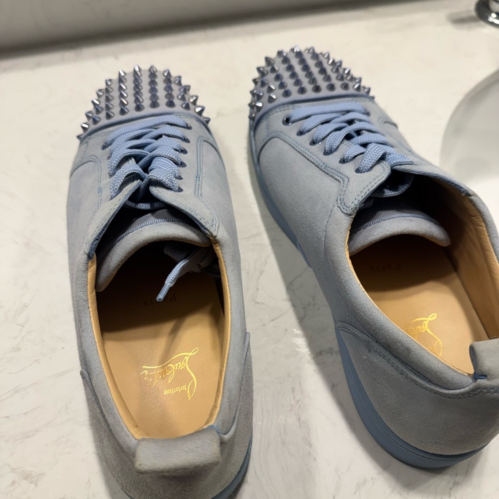 Christian Louboutin Sky Blue Spiked Sneakers